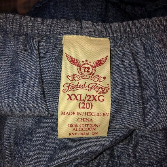 Faded Glory Womens XXL Blue Chambray Off the Shoulder Ruffle Denim Jean Dress - Picture 8 of 9